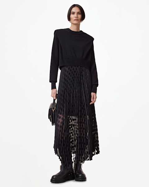 Leia Dott 2-In-1 Pleated Midi Dress