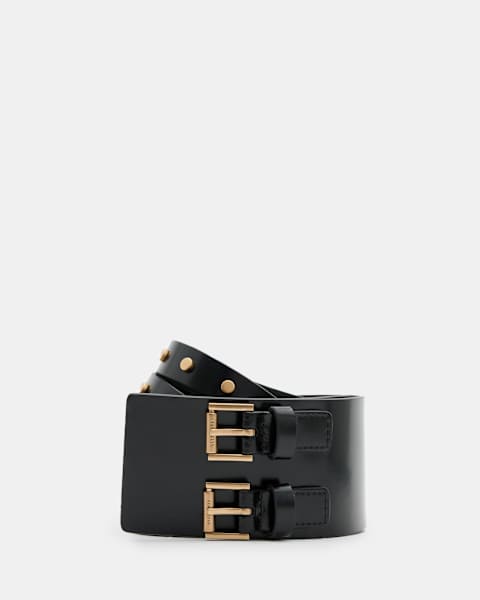 Elodie Double Buckle Leather Waist Belt