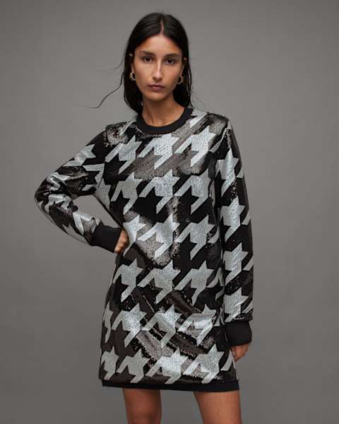 Image for Juela Toni Sequin Check Mini Dress