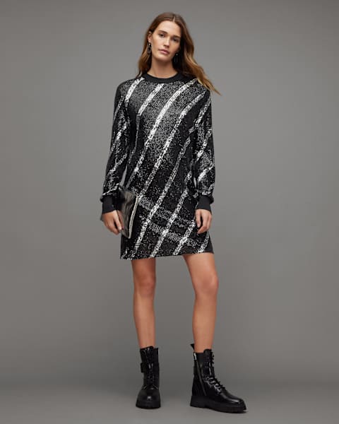 Image for Juela Sequin Striped Bowi Mini Dress