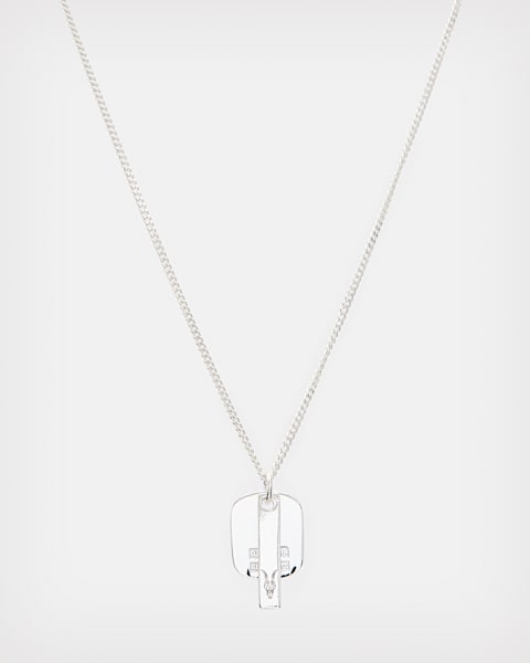 Logo Tag Sterling Silver Charm Necklace