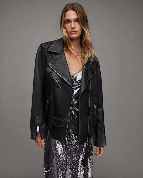 Billie Oversized Leather Biker Jacket