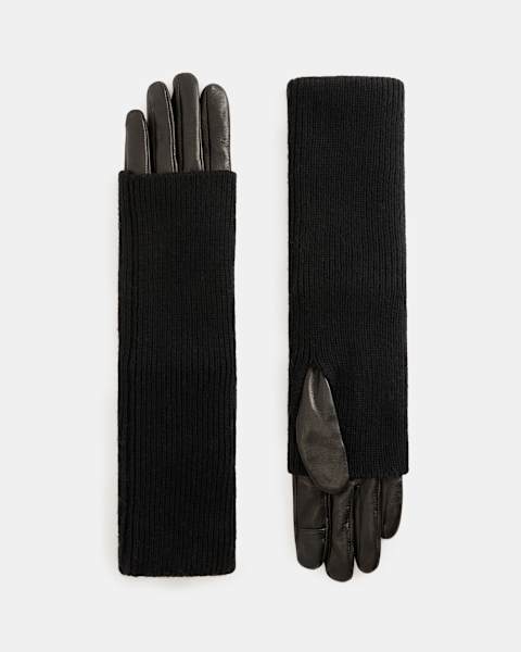 Image for Zoya Extended Knitted Cuff Leather Gloves