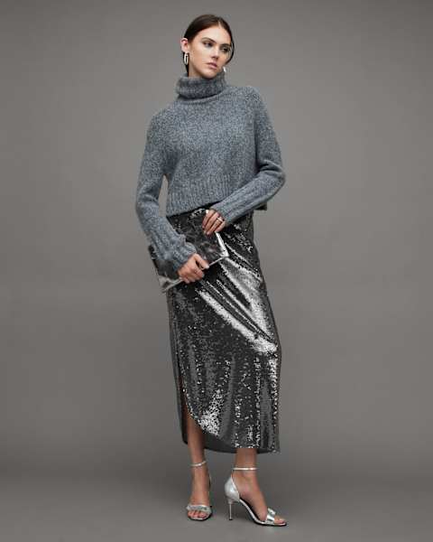 Image for Opal Sparkle Sequin Midi Skirt