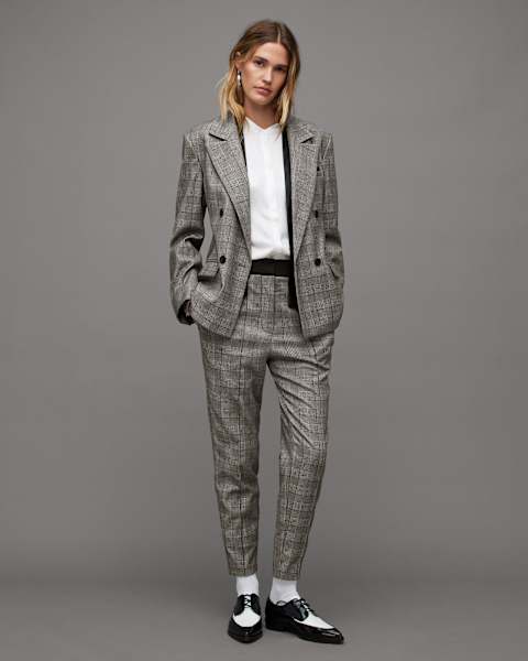 Bea Woven Checked Skinny Fit Trousers