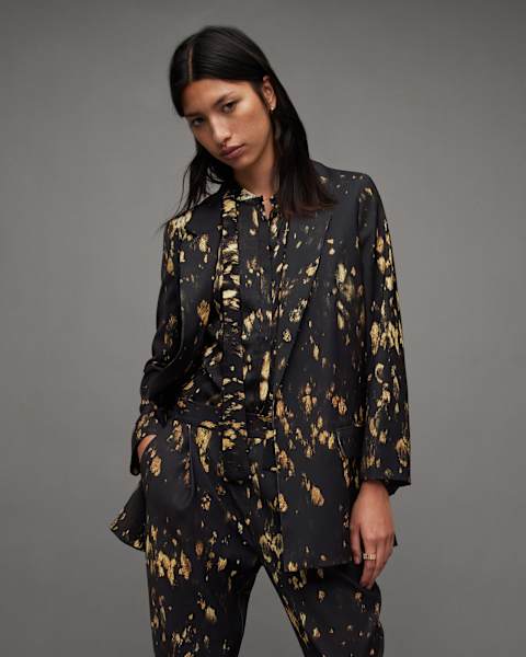 Aleida Ronnie Print Open Front Blazer