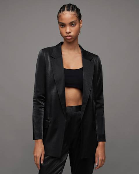Aleida Shiny Tailored Slim Fit Blazer