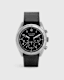 Subtitled IV Stainless Steel and Black Leather Watch