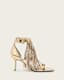 Paola Fringed Metallic Leather Heeled Sandals