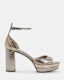 Tia Metallic Leather Open Platform Heels