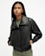 Etta Funnel Neck Leather Bomber Jacket