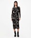 Keiko Mesh Gathered V-Neck Midi Dress