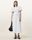 Ode Shirred Puff Sleeve Midi Dress