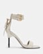Noir Leather High Metal Heel Sandals