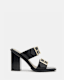 Camille Leather Buckle Strap Block Heels