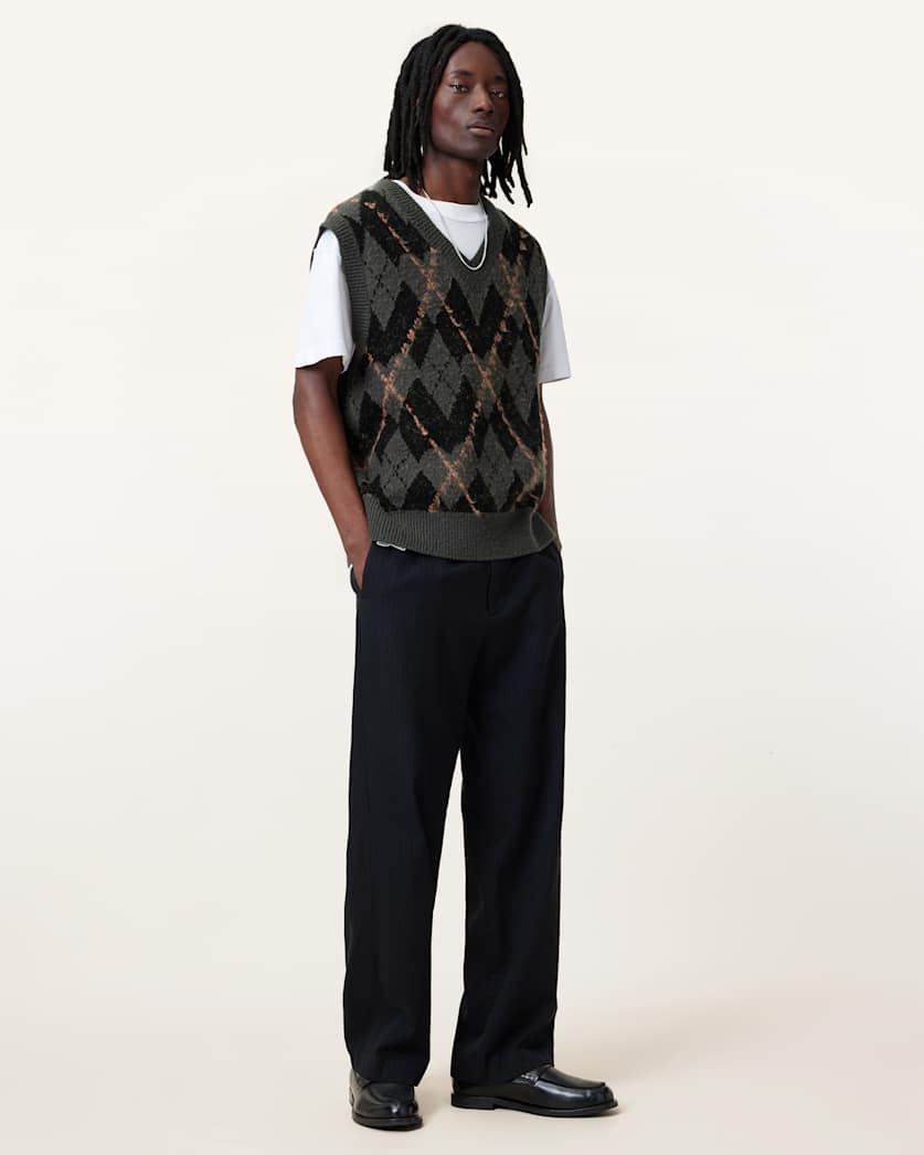 Adore Argyle Knitted V-Neck Tank Top