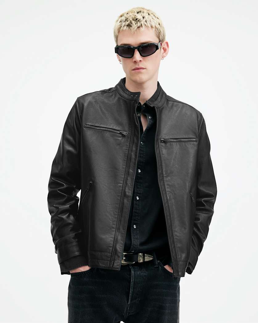 Jade Tab Collar Leather Jacket