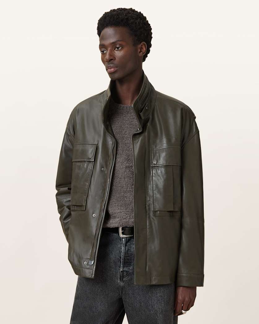 Halton Funnel Collar Leather Jacket