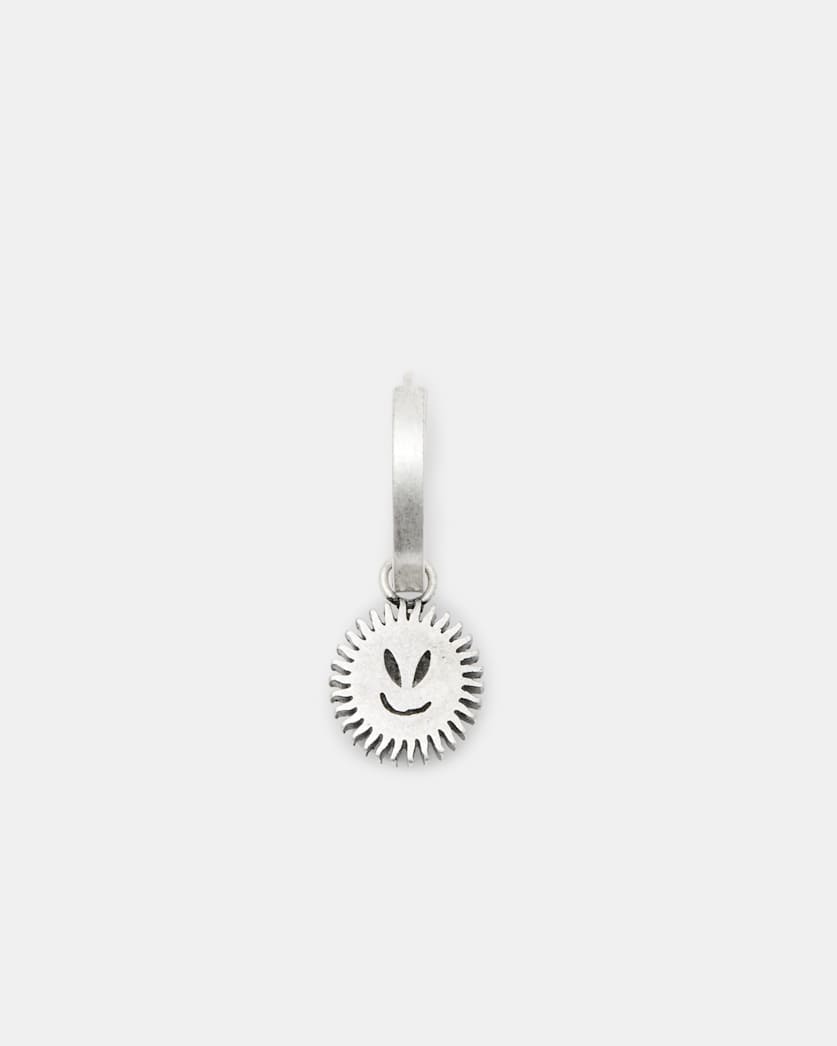 Sun Smirk Sterling Silver Hoop Earring