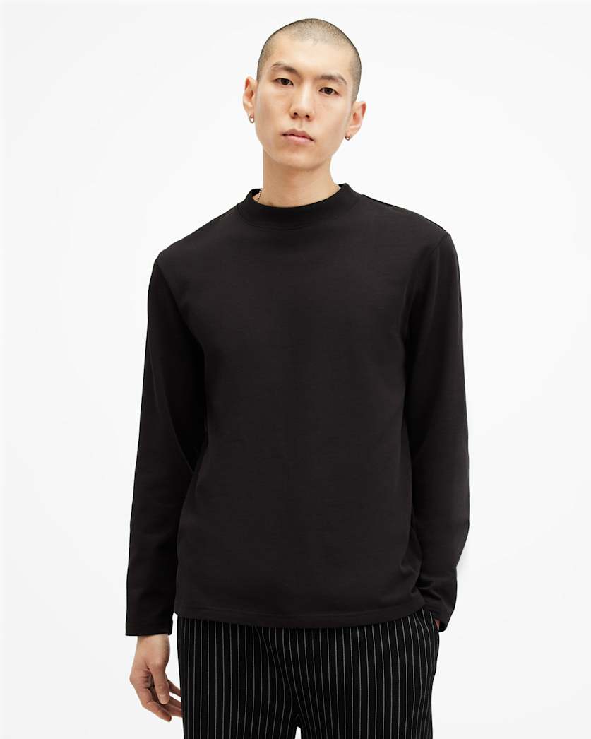 Nero Mock Neck Relaxed Fit T-Shirt