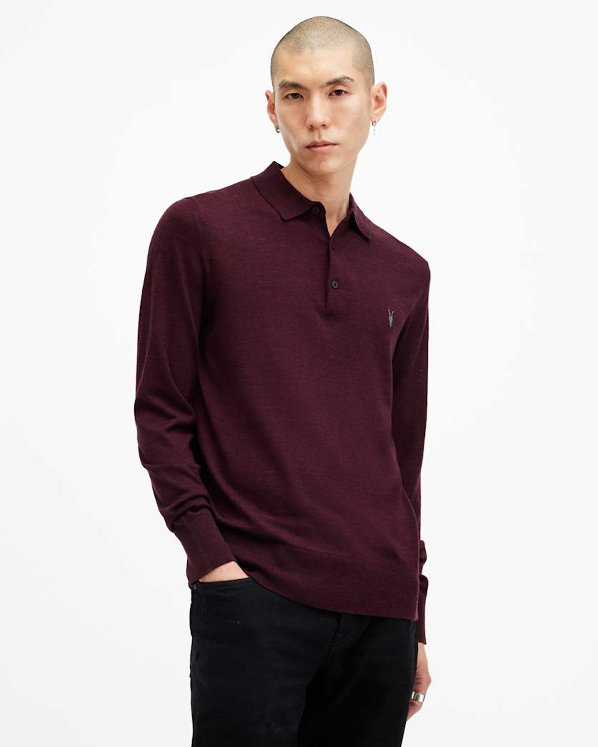 Mode Merino Long Sleeve Ramskull Polo Shirt