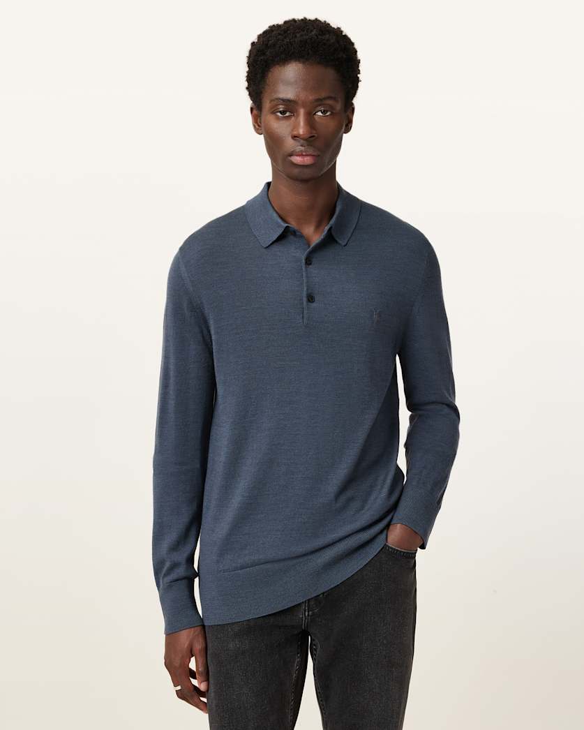 Mode Merino Long Sleeve Ramskull Polo Shirt