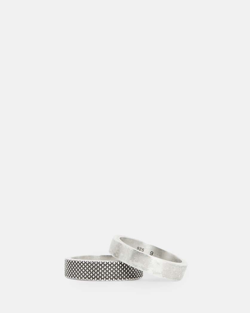 Mars Textured Sterling Silver Ring Set