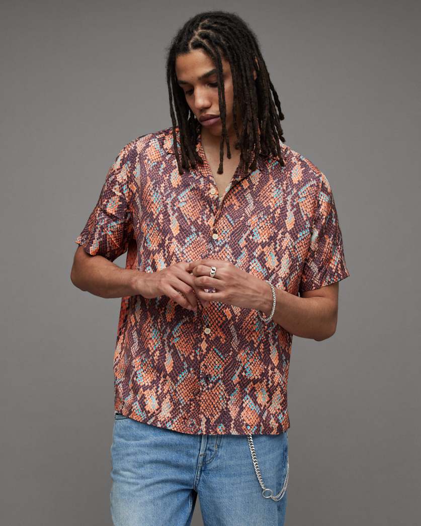 Rattle Snake Print Short Sleeve Shirt