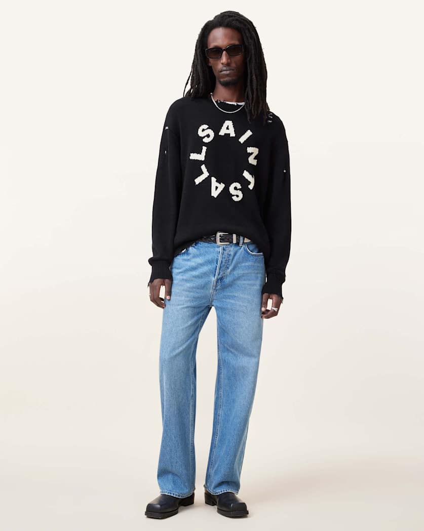 all saints Diageo Intarsia Logo Sweater Black
