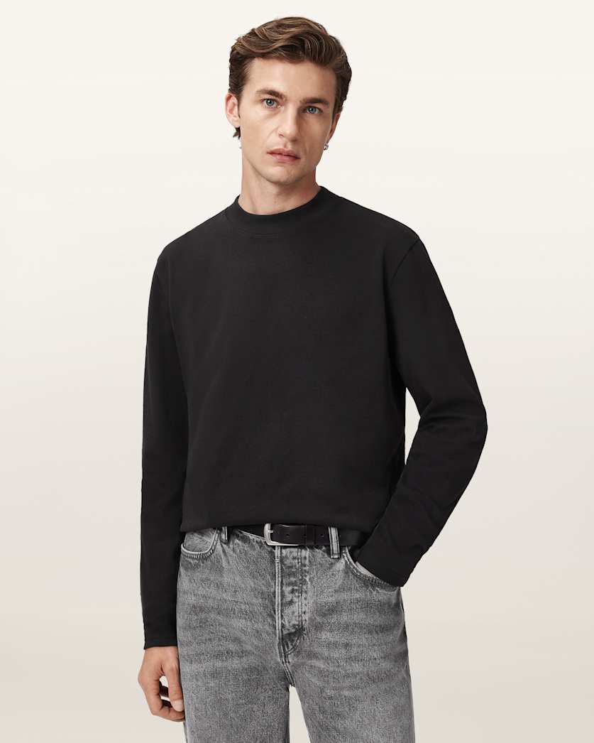 Nero Mock Neck Relaxed Fit T-Shirt