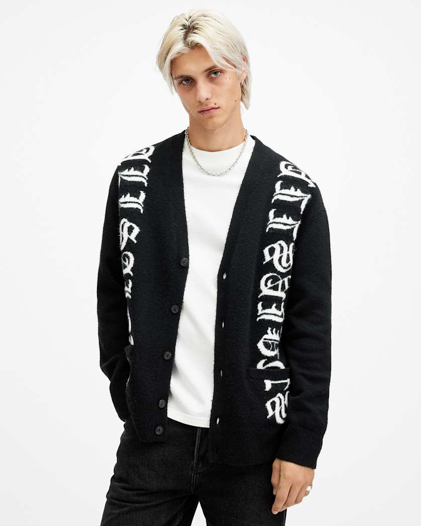 Scripture Gothic Jacquard Logo Cardigan