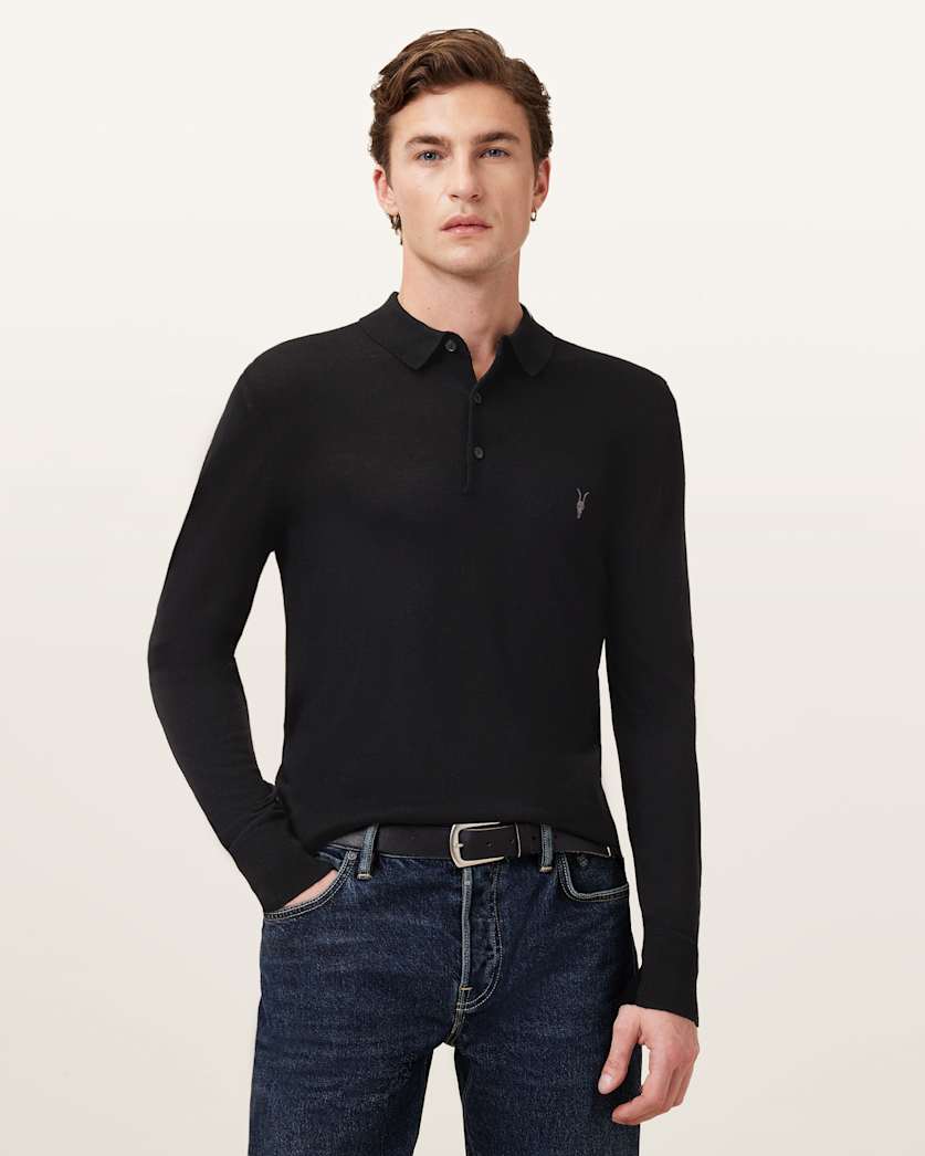 Mode Merino Long Sleeve Ramskull Polo Shirt