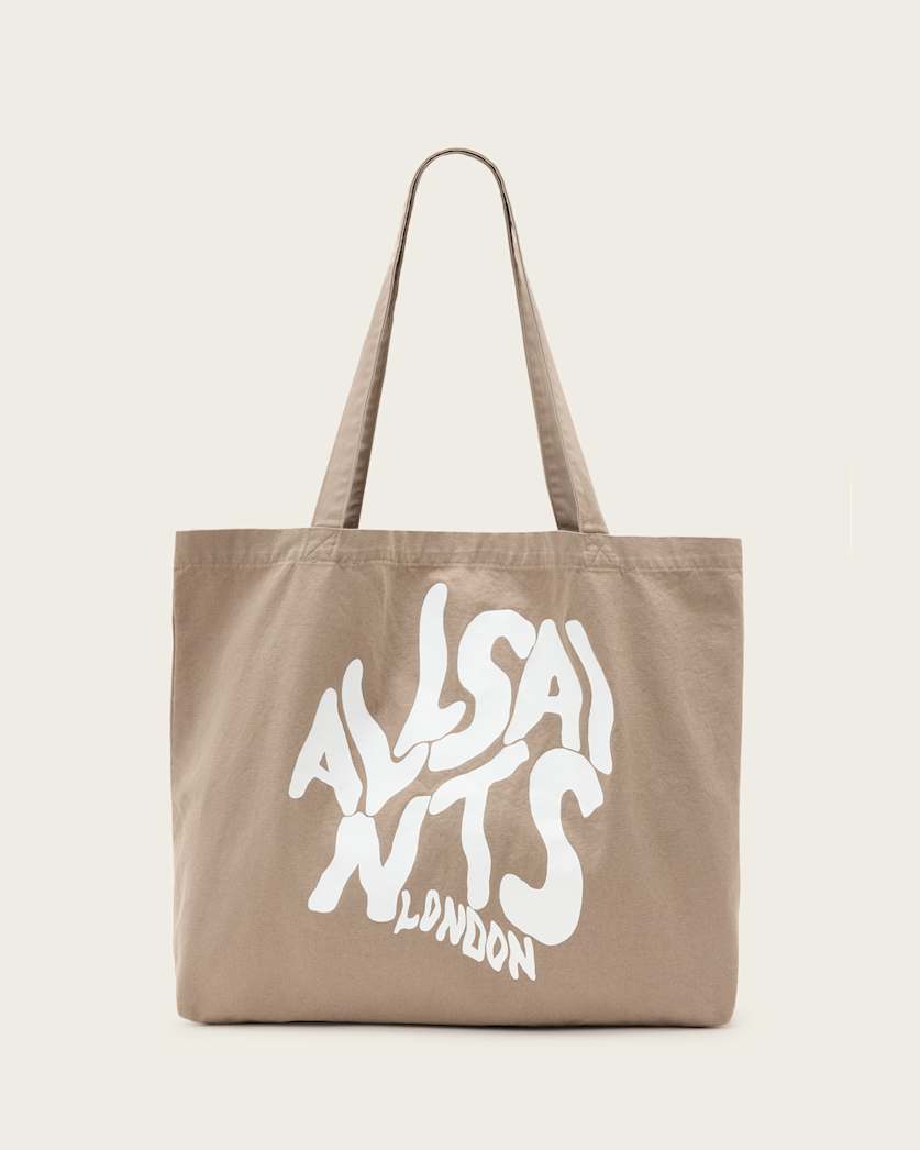 all saints Orlando Logo Printed Tote Bag Chestnut Brown