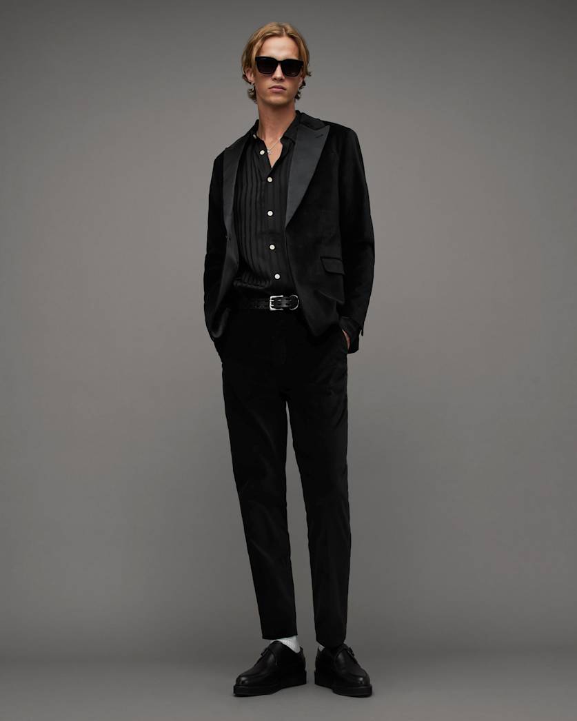 Lyra Satin Trim Velvet Slim Fit Trousers