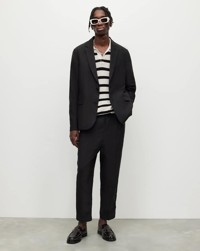 Pace Linen Blend Cropped Slim Trousers