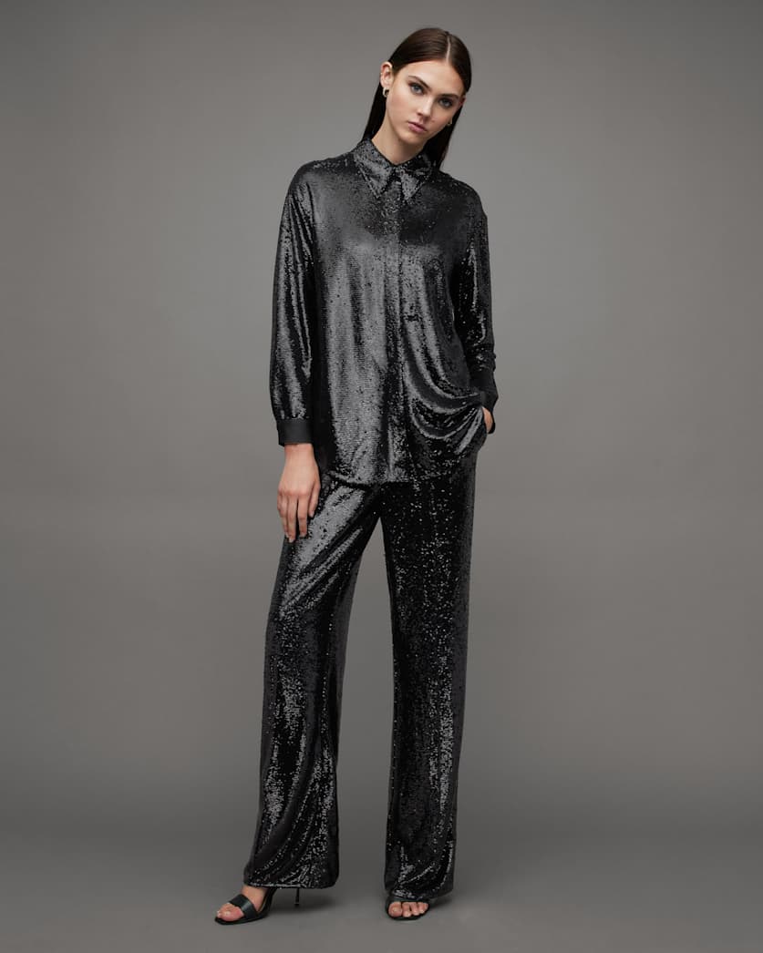 Charli Sequin Wide Leg Trousers