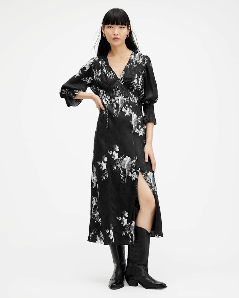 Ani Iona Jacquard V-Neck Midi Dress