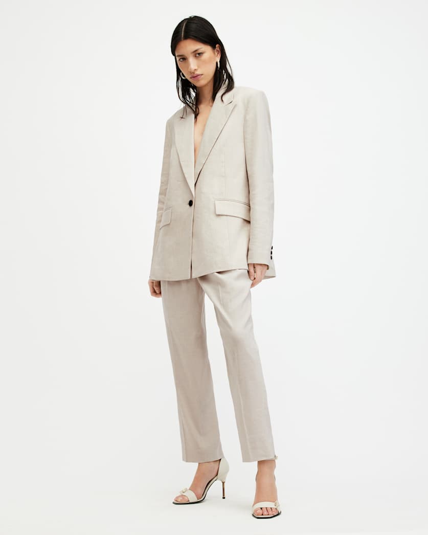 Whitney Linen Blend Straight Leg Trousers