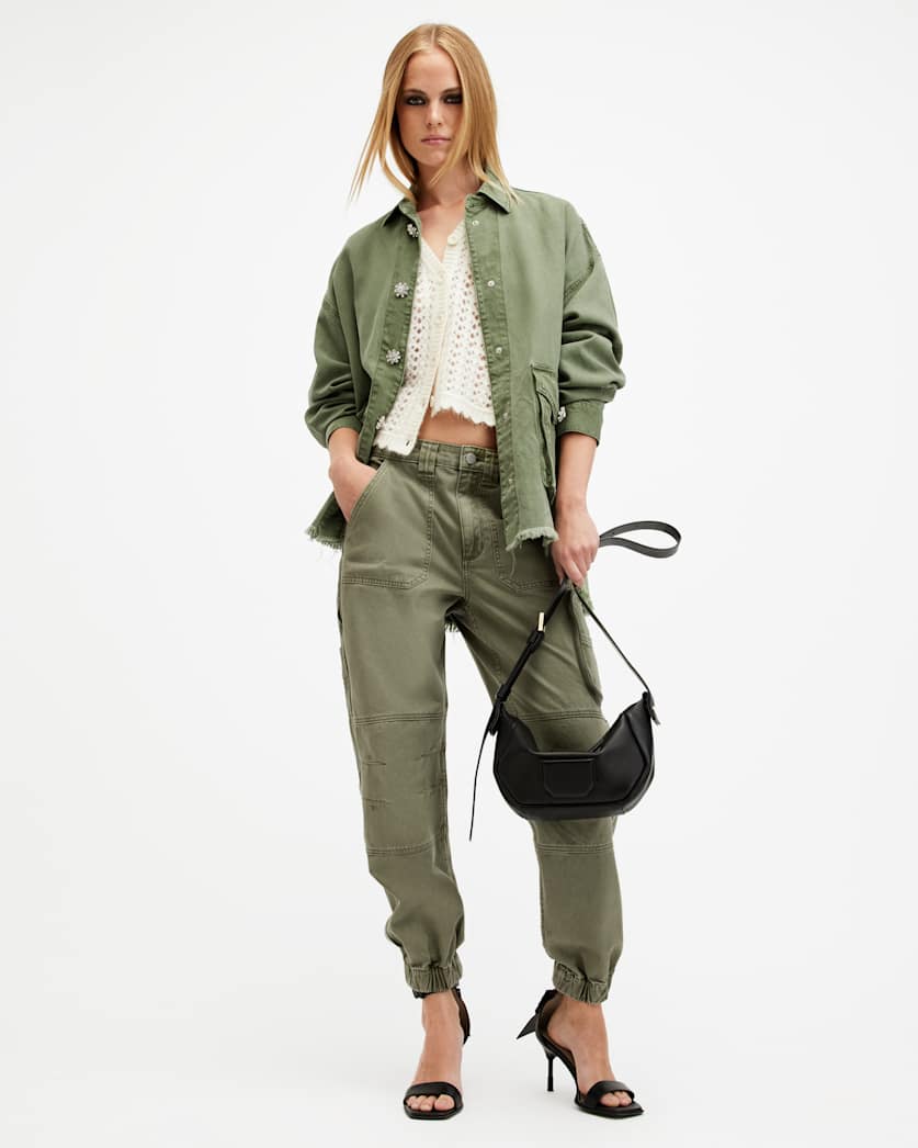 all saints Florence Cargo Jogger Pants Washed Khaki