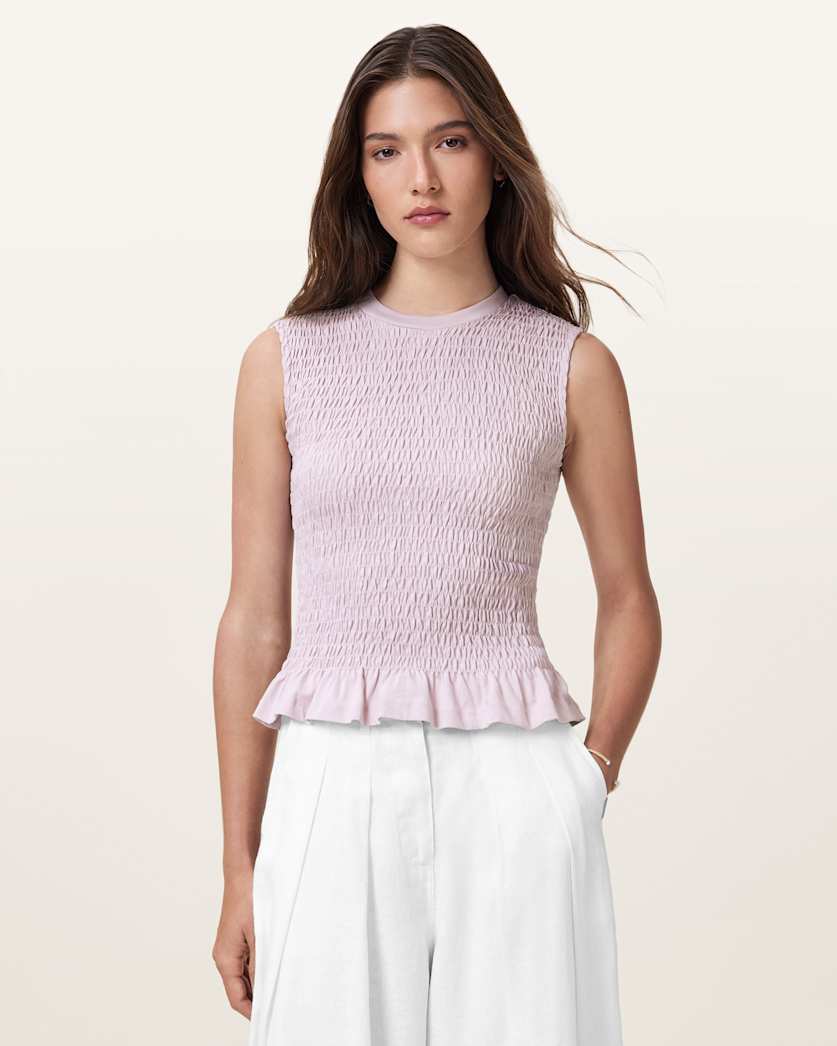 Ode Smocked Sleeveless Tank Top