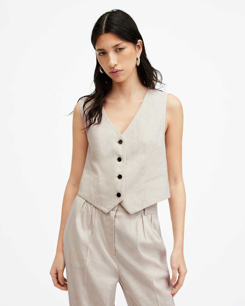Whitney Linen Blend V-Neck Waistcoat