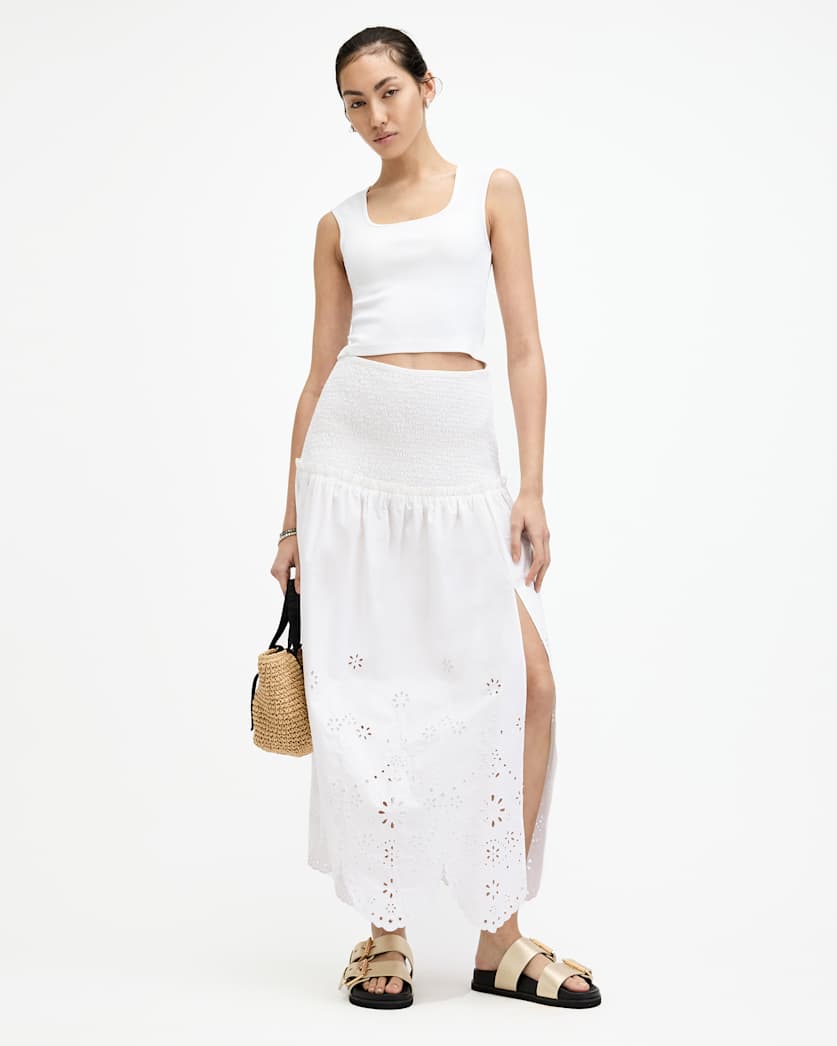 Alex Embroidered Broderie Midi Skirt