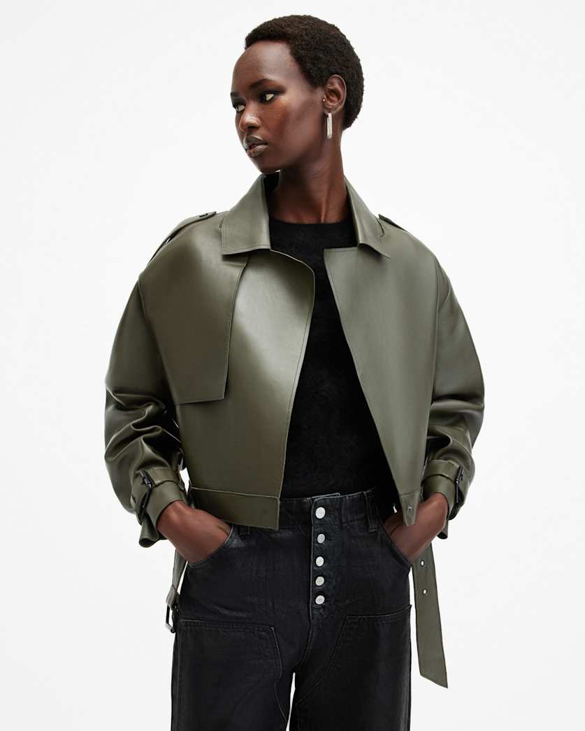 Ophelia Cropped Bonded Leather Jacket