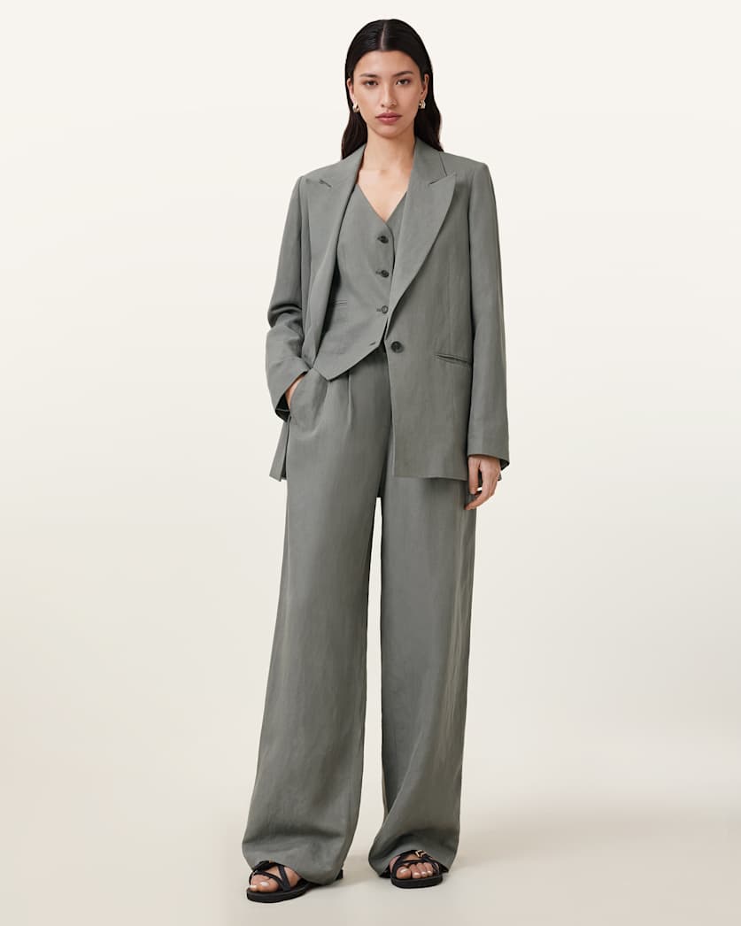 Averie Tencel Wide Leg Linen Blend Trousers