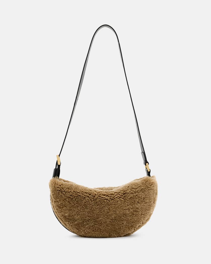 Half Moon Shearling Crossbody Bag