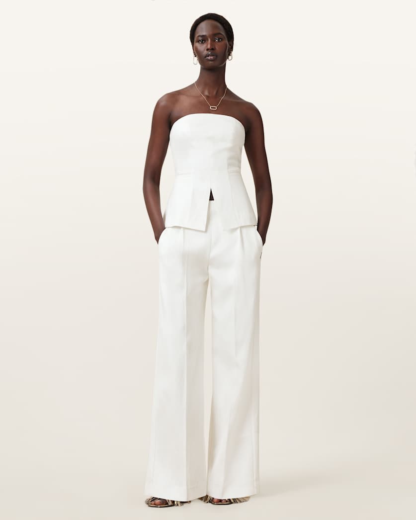 Bonnie Tailored Wide-Leg Linen Blend Trousers