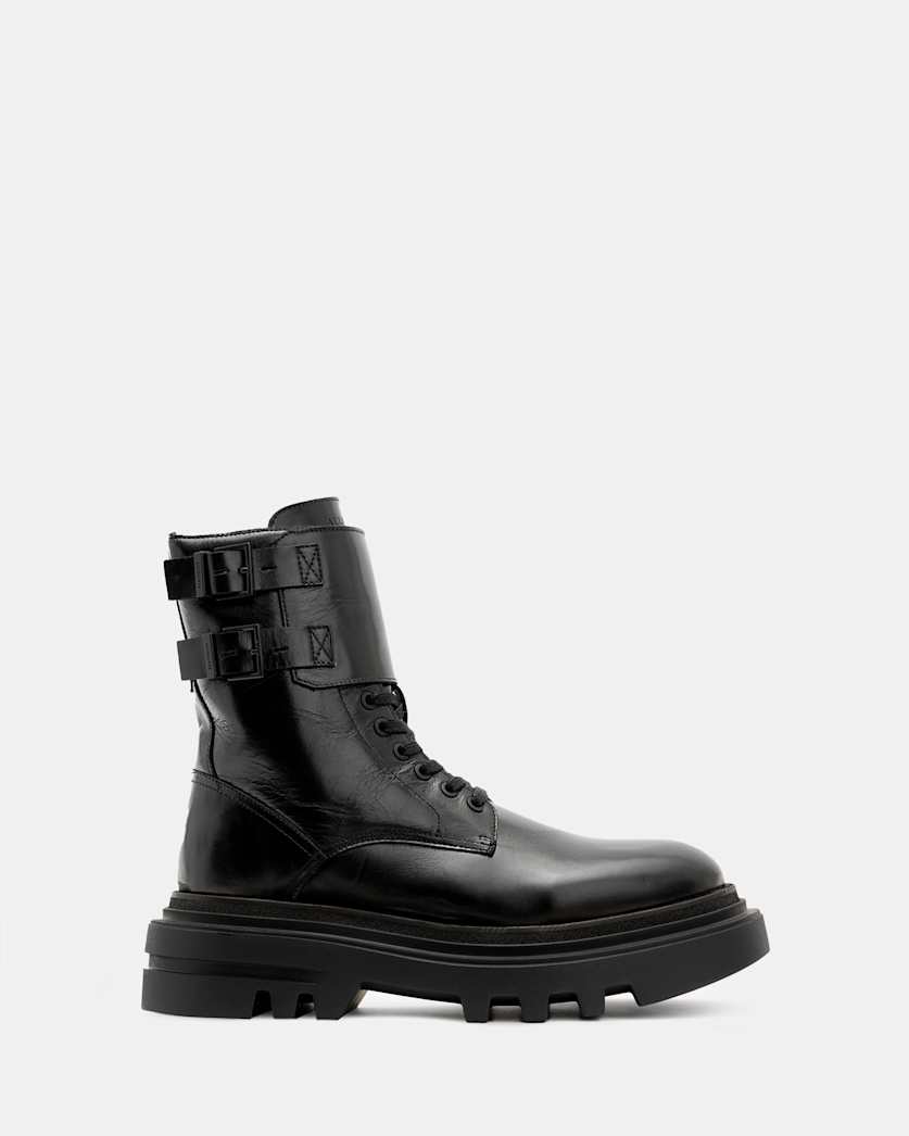 Zoe Lace Up Chunky Leather Boots
