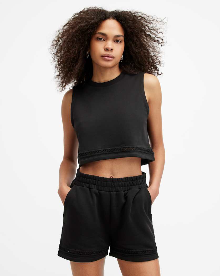 Ewelina Crochet Trim Cropped Tank Top