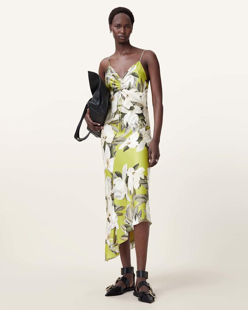 Alexia V-Neck Drawstring Midi Slip Dress