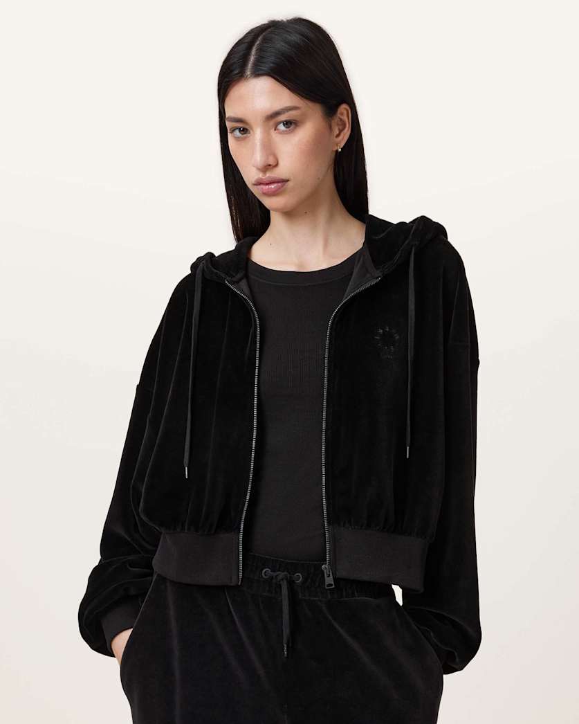 Vinny Relaxed Fit Zip Up Velvet Hoodie